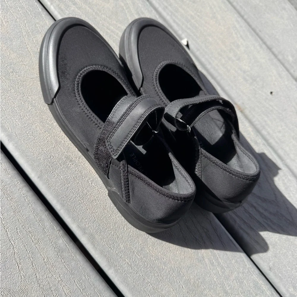 Free People Black Neoprene Mary Jane Flats Strap Comfort Shoes Size 7